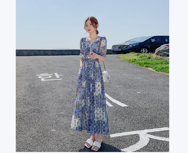 Elegant Floral-print Chic Dress