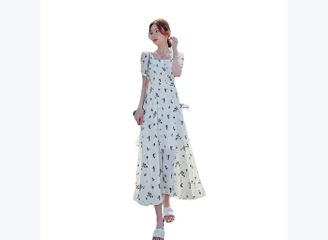 Pastoral-style White Floral-print Dress For Women Summer Season