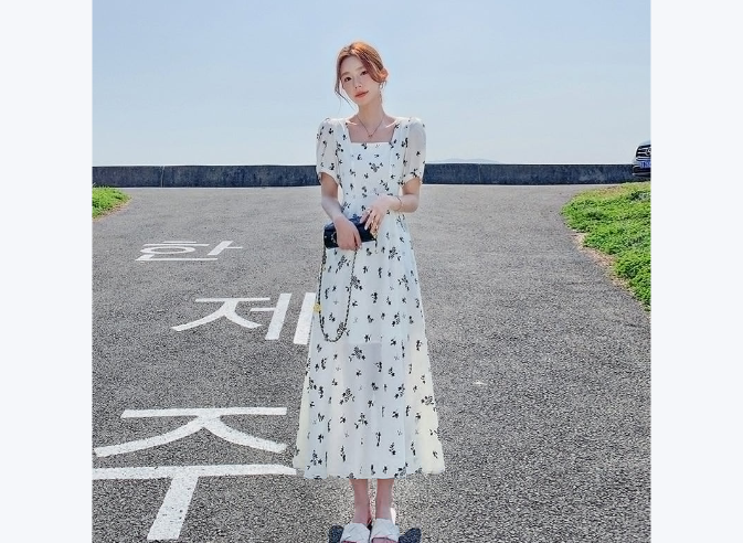 Pastoral-style White Floral-print Dress For Women Summer Season