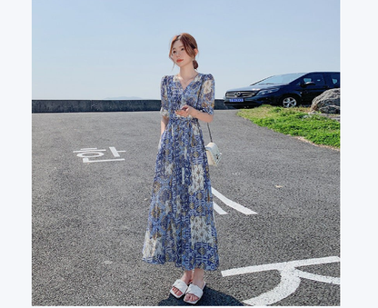 Elegant Floral-print Chic Dress