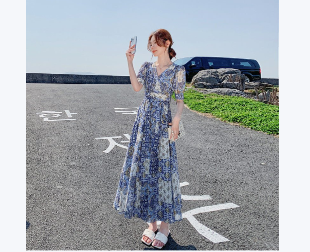 Elegant Floral-print Chic Dress