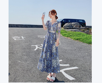 Elegant Floral-print Chic Dress