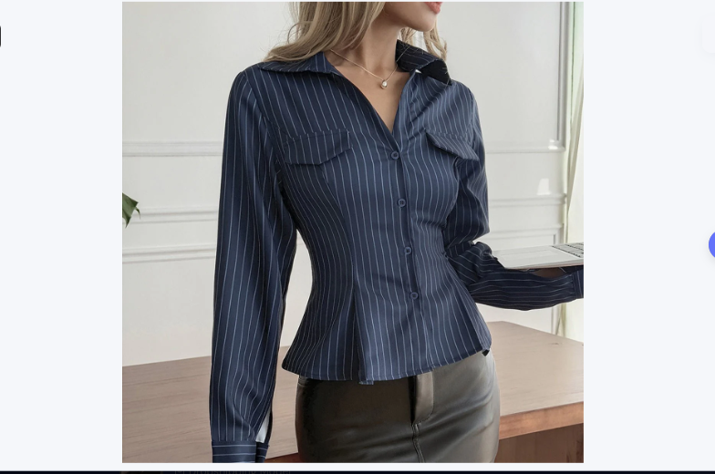 Casual Resort Button-Down Long-Sleeve Shirt Top For Women