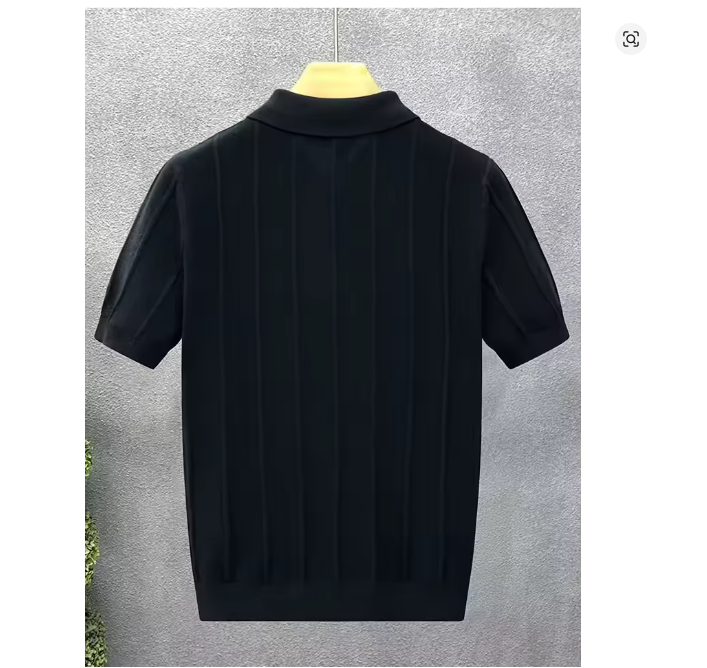 Mens Textured Polo Shirt Short-sleeve T-shirt Top