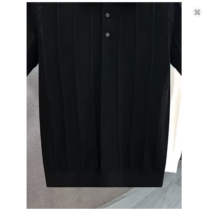 Mens Textured Polo Shirt Short-sleeve T-shirt Top