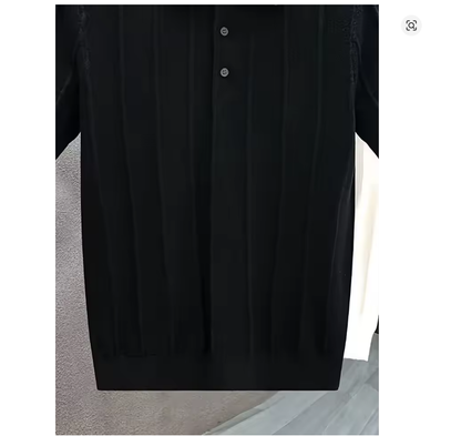 Mens Textured Polo Shirt Short-sleeve T-shirt Top
